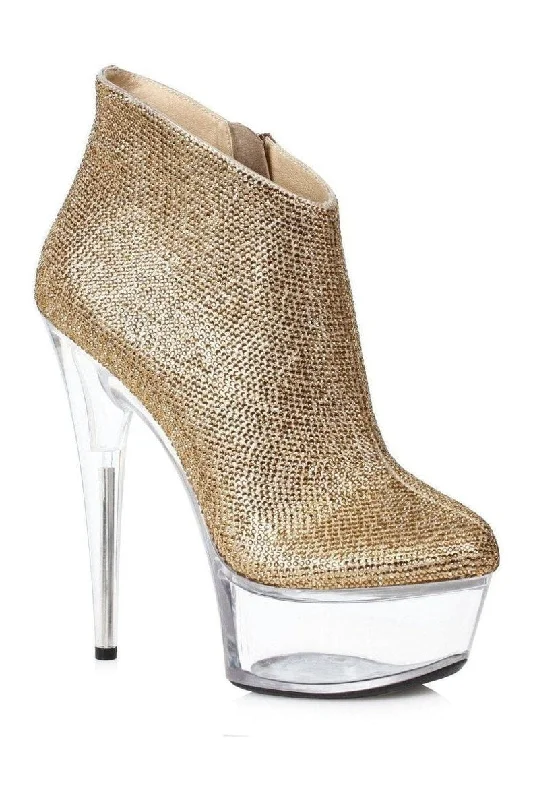 609-ANDI Stripper Bootie | Gold Faux Leather