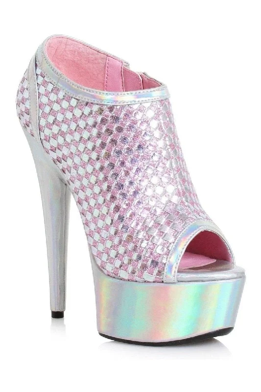 609-JACLYN Stripper Bootie | Silver Faux Leather