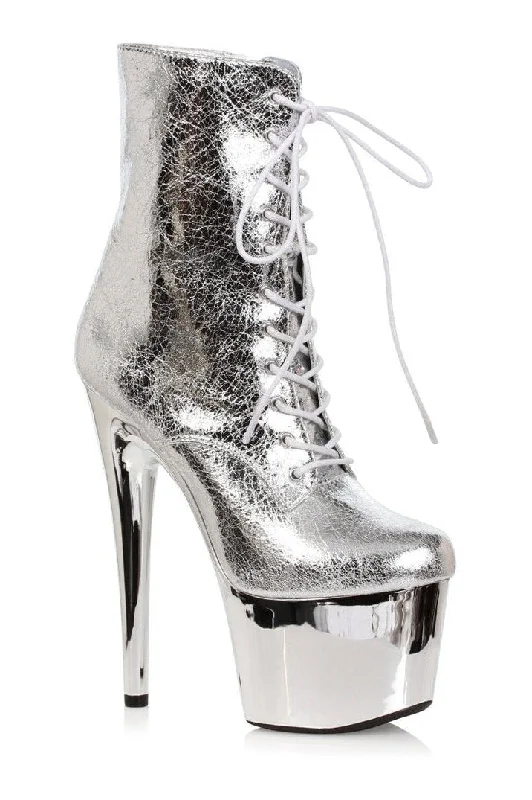 709-UMA Ankle Boot | Silver Faux Leather