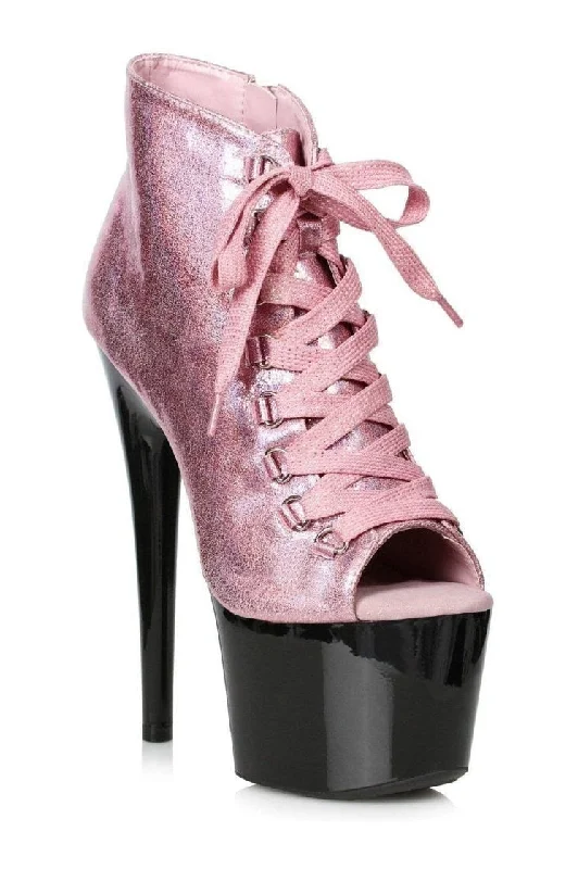 709-ZAYLEE Stripper Bootie | Pink Glitter