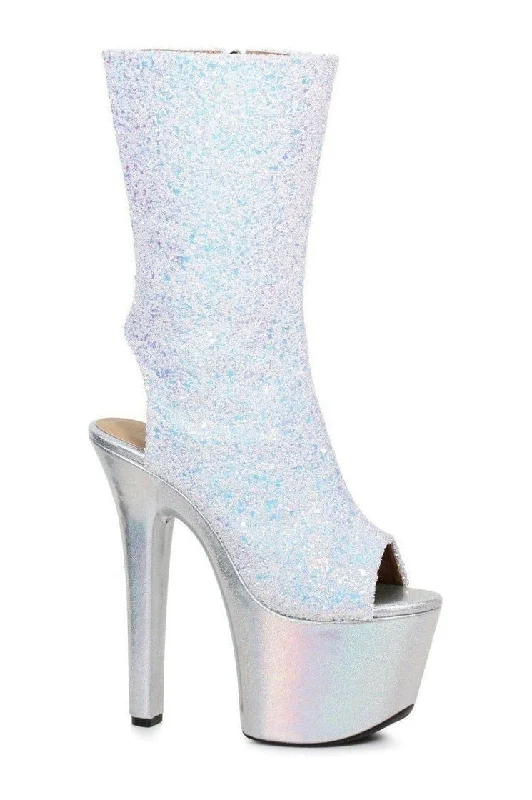 711-BUTTERCUP Stripper Ankle Boot | White Glitter