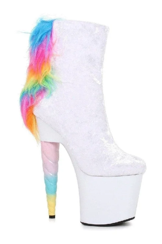 777-MAGIC Stripper Bootie | White Velvet