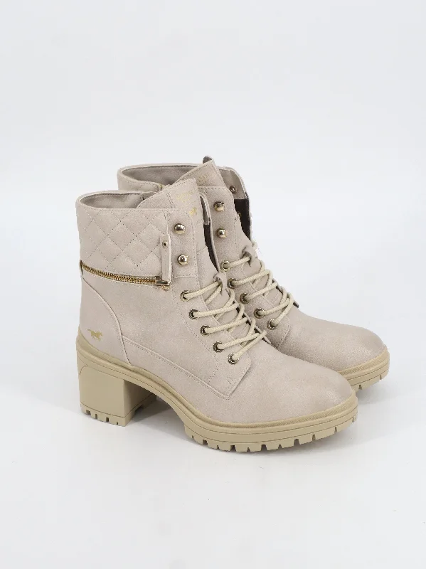 Women's Textured Ankle Boots,Cream