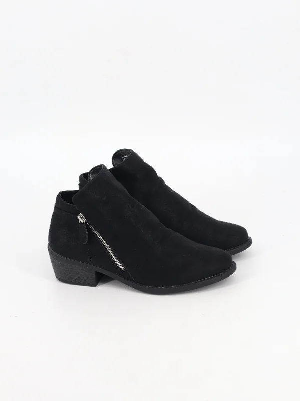 Women's Plain Suede Leather Ankle Boots,Black