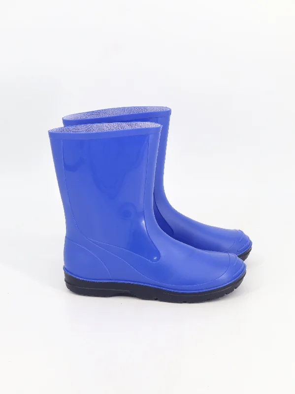 Women's Plain Rain Ankle Boots,Blue