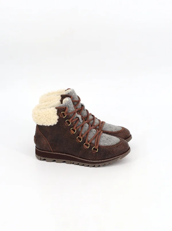 Women's Faux Fur Leather Ankle Boots,Brown