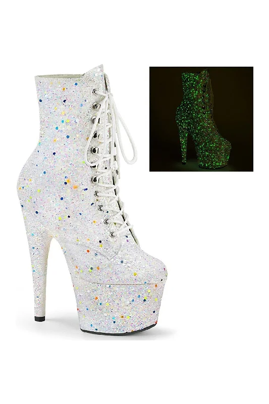 ADORE-1020GDLG Exotic Boot | White Glitter