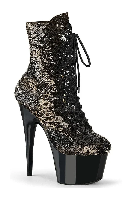 ADORE-1020SQ Exotic Boot | Black Sequins