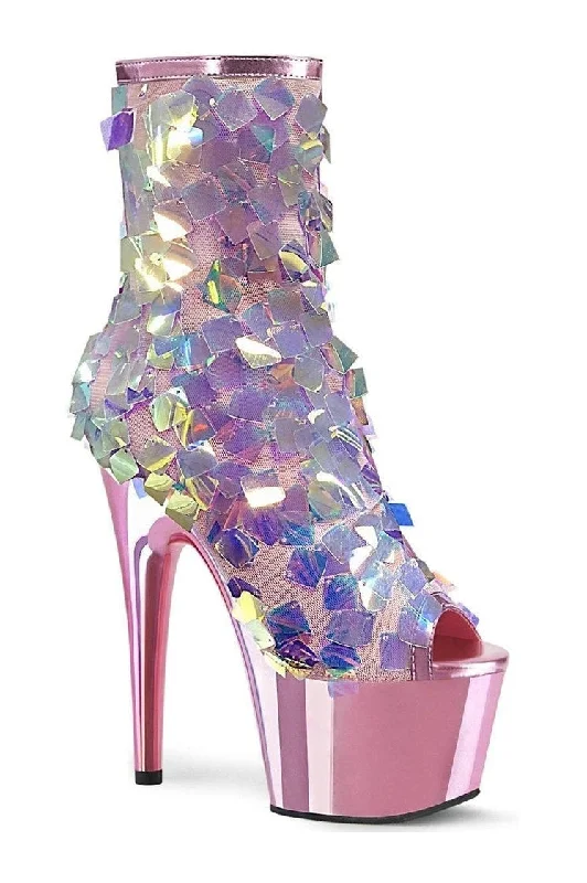 ADORE-1031SSQ Exotic Ankle Boot | Pink Sequins