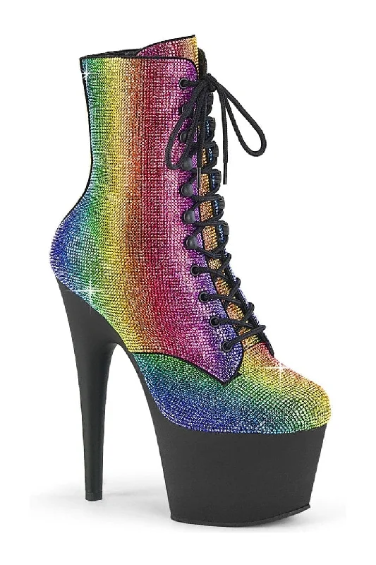 ADORE-1020RS Rainbow Faux Suede Ankle Boot