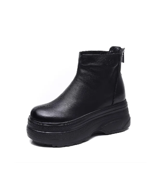 Autumn Winter Back Zipper Retro Platform Boots