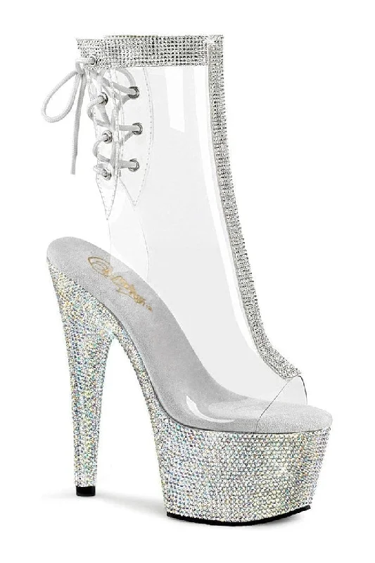 BEJEWELED-1018C-2RS Exotic Ankle Boot | Clear Vinyl