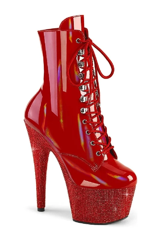 BEJEWELED-1020-7 Red Patent Ankle Boot