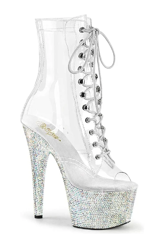 BEJEWELED-1021C-7 Clear Vinyl Ankle Boot