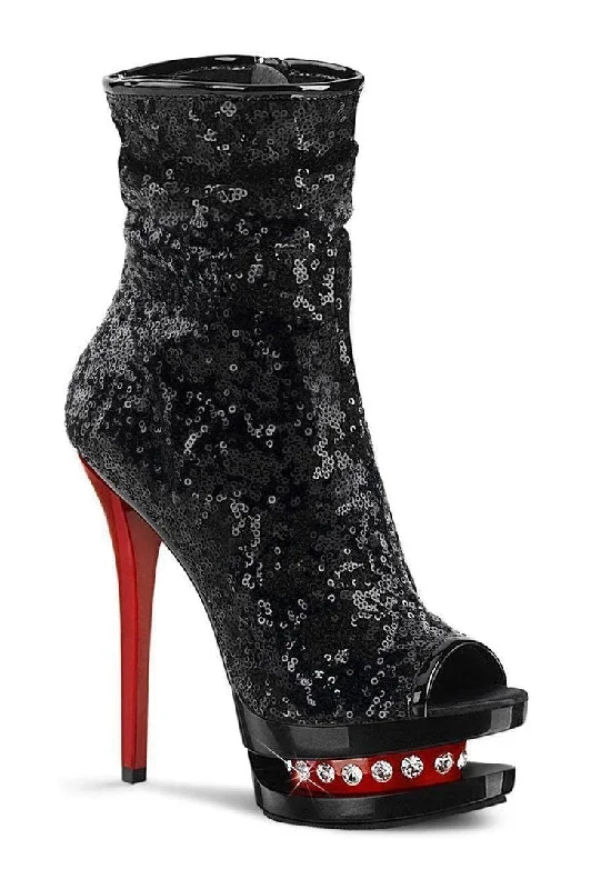 BLONDIE-R-1008 Exotic Boot | Black Sequins