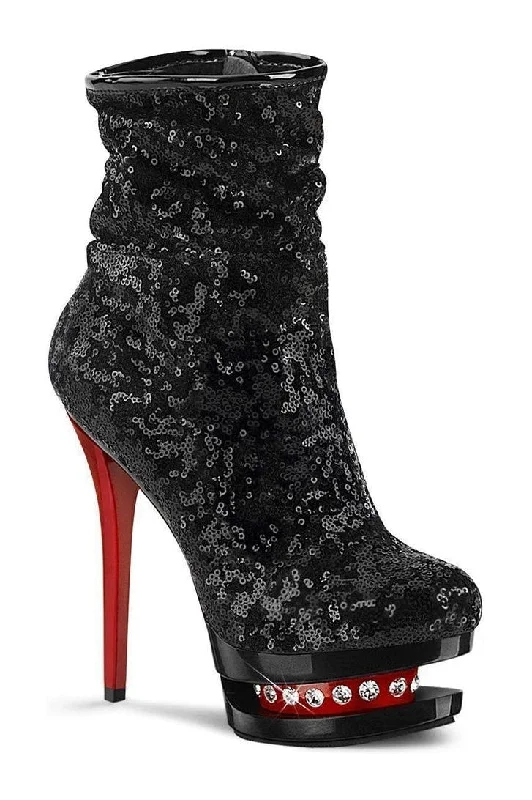 BLONDIE-R-1009 Exotic Boot | Black Sequins