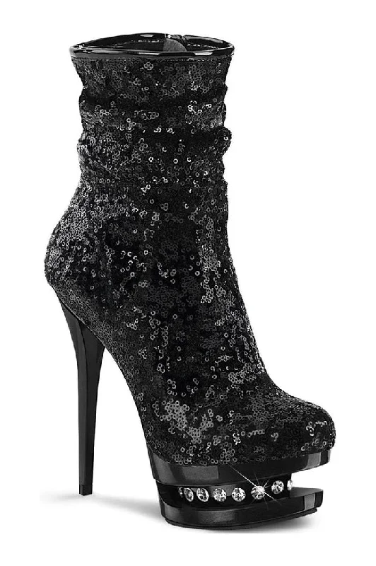 BLONDIE-R-1009 Exotic Boot | Black Sequins