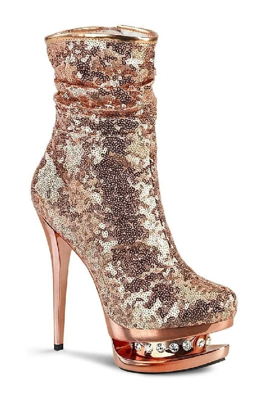 BLONDIE-R-1009 Exotic Boot | Gold Sequins