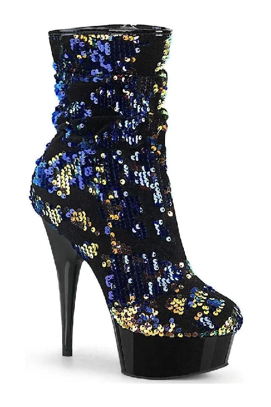 DELIGHT-1004 Exotic Boot | Blue Sequins