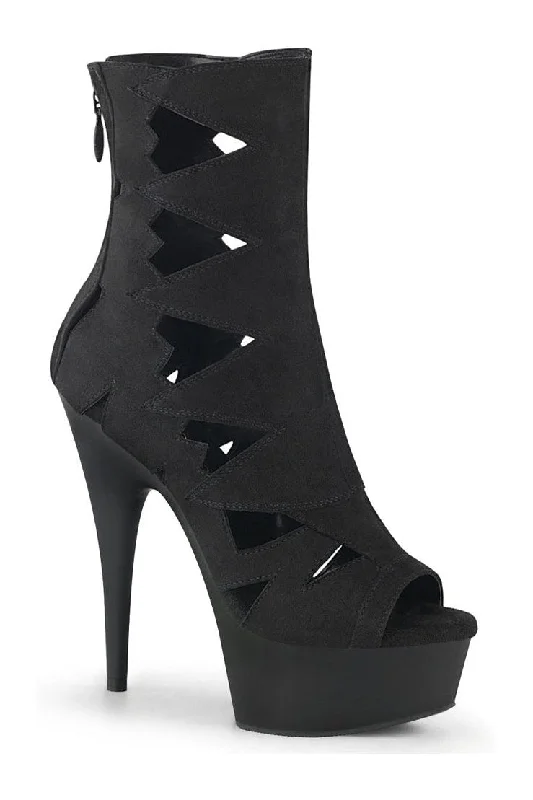 DELIGHT-1014 Exotic Ankle Boot | Black Faux Suede