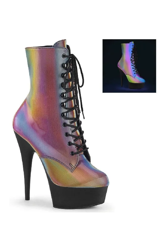 DELIGHT-1020REFL Exotic Ankle Boot | Rainbow Reflective