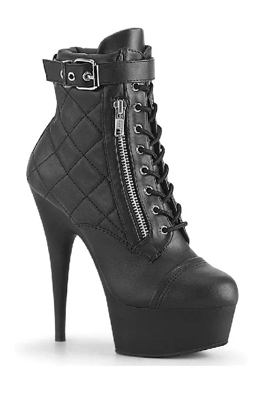 DELIGHT-600-05 Exotic Boot | Black Faux Leather