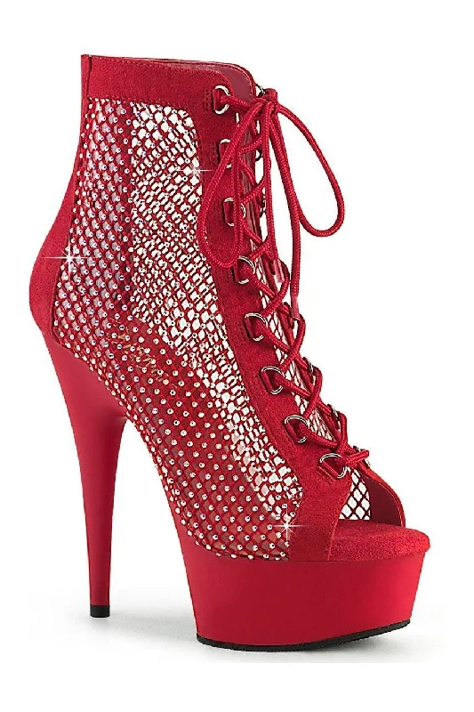 DELIGHT-600-33RM Ankle Boot | Red Faux Suede