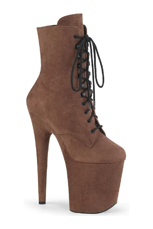 FLAMINGO-1020FS Ankle Boot | Brown Faux Suede