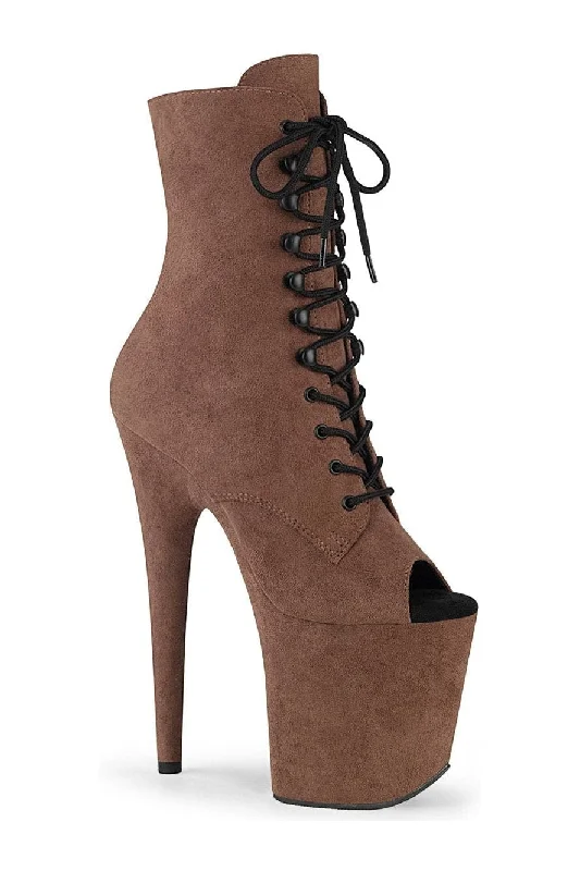 FLAMINGO-1021FS Ankle Boot | Brown Faux Suede