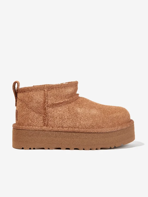 UGG Girls Classic Ultra Mini Platform Boots in Brown