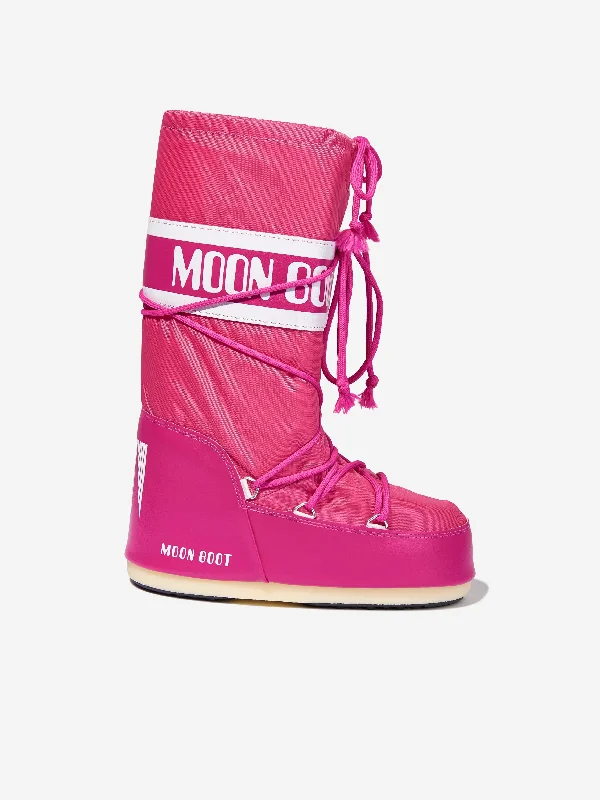 Moon Boot Girls Icon Nylon Snow Boots in Pink