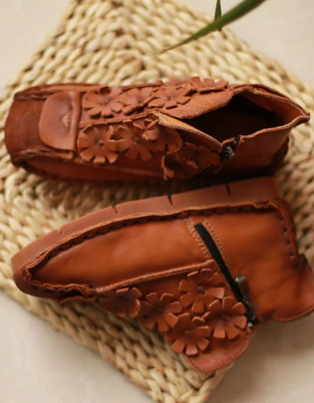 Handmade Chinese Style Soft Sole Flat Short Boots