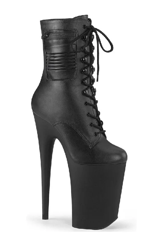 INFINITY-1020PK Exotic Boot | Black Faux Leather