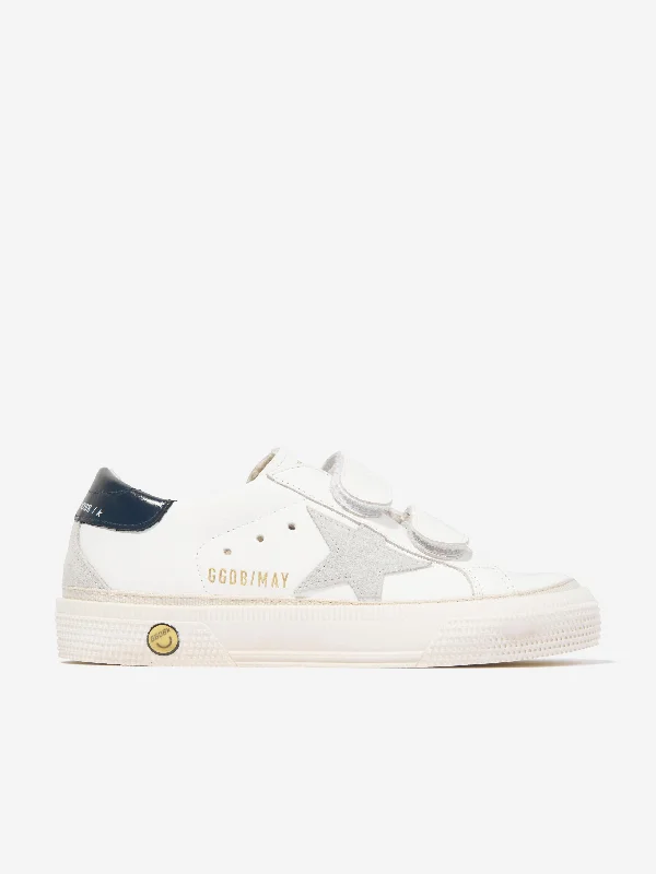 Golden Goose Kids Leather Star May School Trainers in White