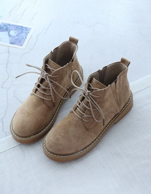 Lace-up Suede Martin Boots for Women