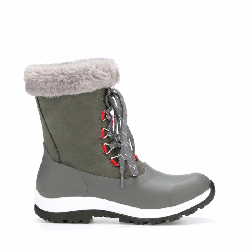 Muck Footwear Women ARCTIC APRES LACE VIBRAM ARCTIC GRIP MID GREY/RED