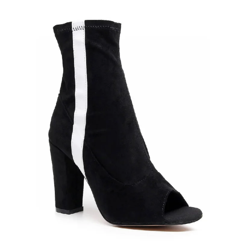 Speechless Ankle Bootie - Black Vegan Stretch Suede - Street Sole