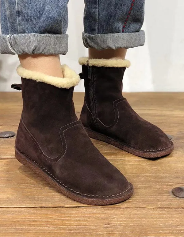 Suede Plush Winter Women's Cotton Boots