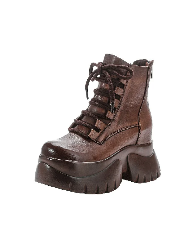 Winter Autumn Waterproof Lace-up Platform Boots